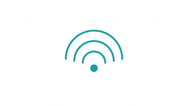 WiFi icon loses connection, scans for a network, detects a signal, and restores to full connection.