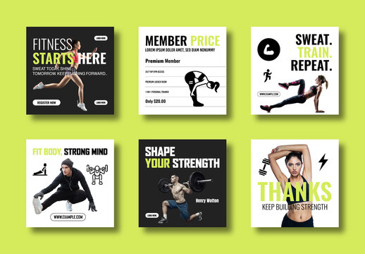 Fitness Gym Social Media Post Banner Template Design