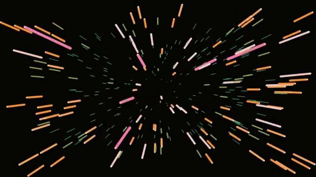 Colorful Light Streaks Expanding in Dark Space