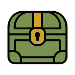 Antique Treasure Chest with Lock and Decorative Details Conveying Mystery and Adventure © Saniah