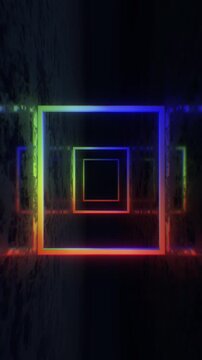A dark, moody abstract background with reflective surfaces and bright neon accents, perfect for VJ loops, club visuals, and concert backdrops.