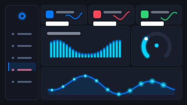 Animated financial dashboard ui with real-time data analytics graphs