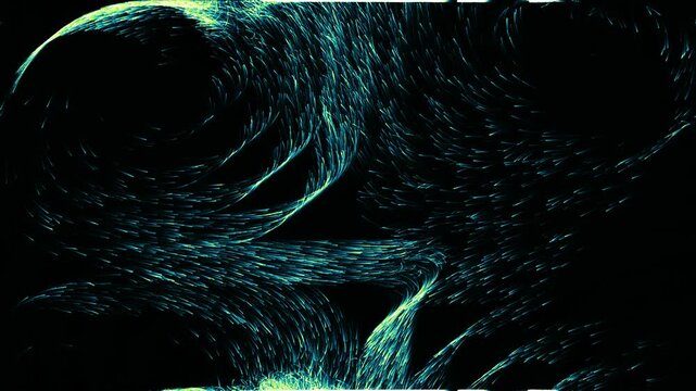 Dynamic motion background featuring sharp micro-particles in turbulent vortices