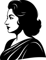 Suchitra, Sen, portrait, vector, silhouette, historical, actress, cinema, iconic, woman, side, view, profile, black, white, icon, illustration, graphics, vintage, elegance    © Ahsan