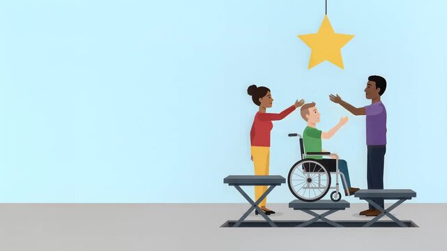 Wheelchair Physical Therapy Patient Rehabilitation Session Storyboard Illustration