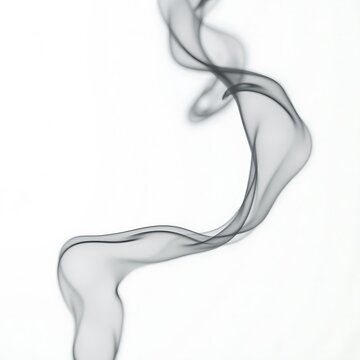 Wispy Gray Smoke Curling Against a White Background