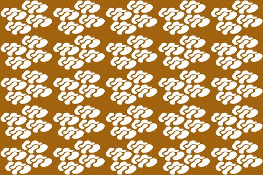 Seamless Indonesian batik Mega Mendung pattern with traditional cloud motif on brown background. 