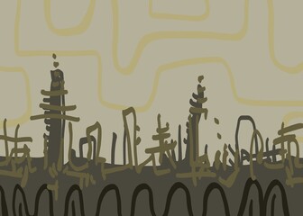 Abstract image for printing. Picture for modern interiors. The picture is painted by hand on a tablet. © neurostructure