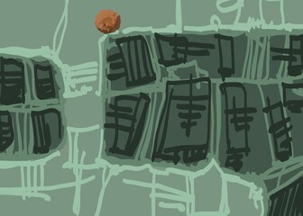 Abstract image for printing. Picture for modern interiors. The picture is painted by hand on a tablet. © neurostructure