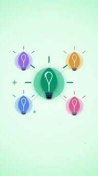 Animated Mindmap Light Bulbs Idea Connection Network Motion Graphic Overlay