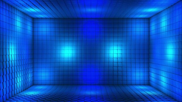 Broadcast Pulsating Switching Hi-Tech Illuminated Cubes Room Stage, Multi Color, Events, 3D, Loopable, 4K