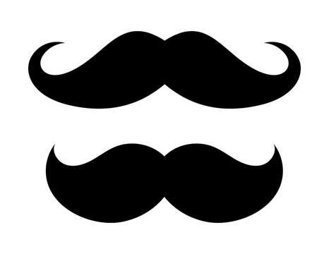 Two black mustache silhouettes against a white background featuring classic facial hair styles mustaches facialhair