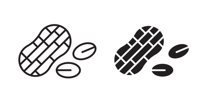 Peanut icon flat outline in black