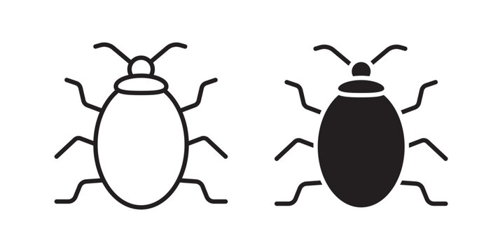 Bedbug icon flat outline in black