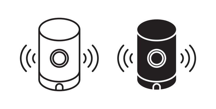 Smart speaker icon flat outline in black