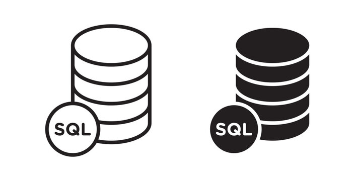 SQL icon flat outline in black