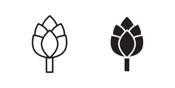 Artichoke icon flat outline in black