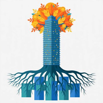 vector illustration of a silhouette of a building covered by a tree. Illustrations style.