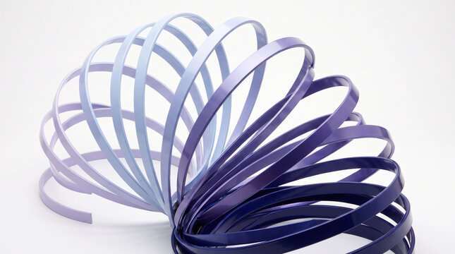 3D abstract purple spiral structure isolated on white transparent background.