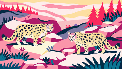 Obraz premium vector illustration of a cartoon animals