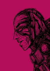 Abstract face. Abstract image for printing. Picture for modern interiors. The picture is painted by hand on a tablet. © neurostructure