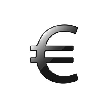Bold black and gray Euro currency symbol on white background, representing European finance, economy, and international trade for digital or print design.