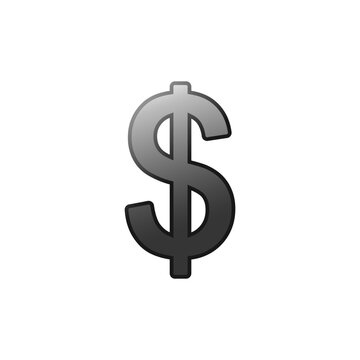  Dollar Sign Icon, Bold black and gray dollar sign symbol on white background, representing currency, money, finance, and economic value for digital or print design.