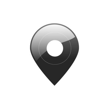 Minimalist black and white map pin icon symbol for navigation, geolocation, and digital maps.
