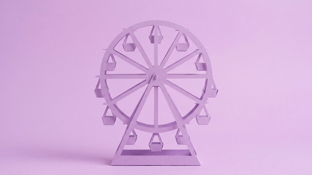 Purple paper craft ferris wheel model standing on a matching purple background