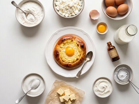 Vatrushka cheese egg yolk recipe flatlay tvorog flour sour cream