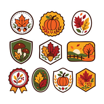 Atumn season badge autumn seasonal harvest market branding design