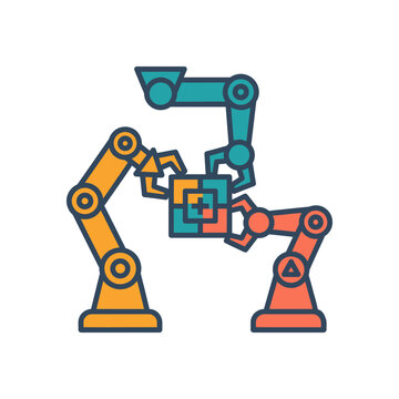 Robot Swarm Assembly Icon for Manufacturing