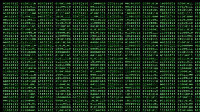 Green Binary Code Matrix Digital Data Rain Animation.