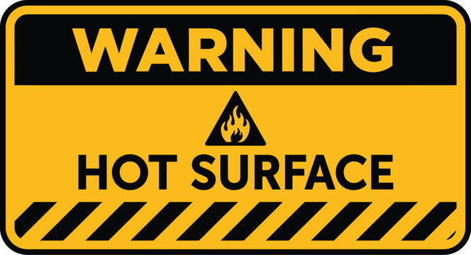Warning vector sign featuring hot surface hazard text
