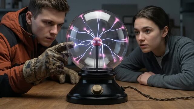 Instructor Demonstrating Electrostatic Experiment in the Lab
