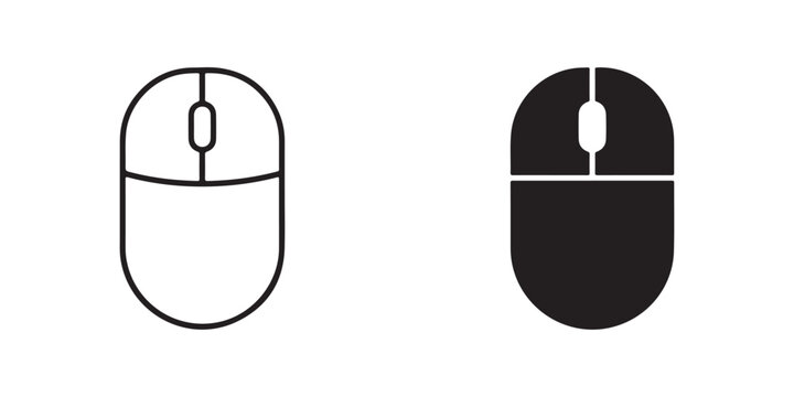 Minimalist computer mouse icons in white and black color variations isolated on transparent background