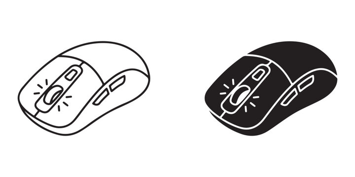 Minimalist computer mouse with scroll wheel and buttons isolated on transparent background