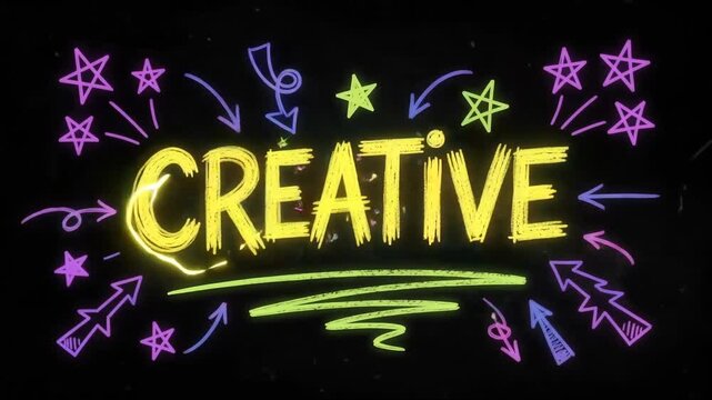 &nbsp;Creative typography neon animation with black background 