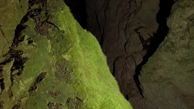 Indoors view of Devil throat cave in Bulgaria