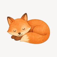 Fototapeta premium Cute sleeping fox illustration.