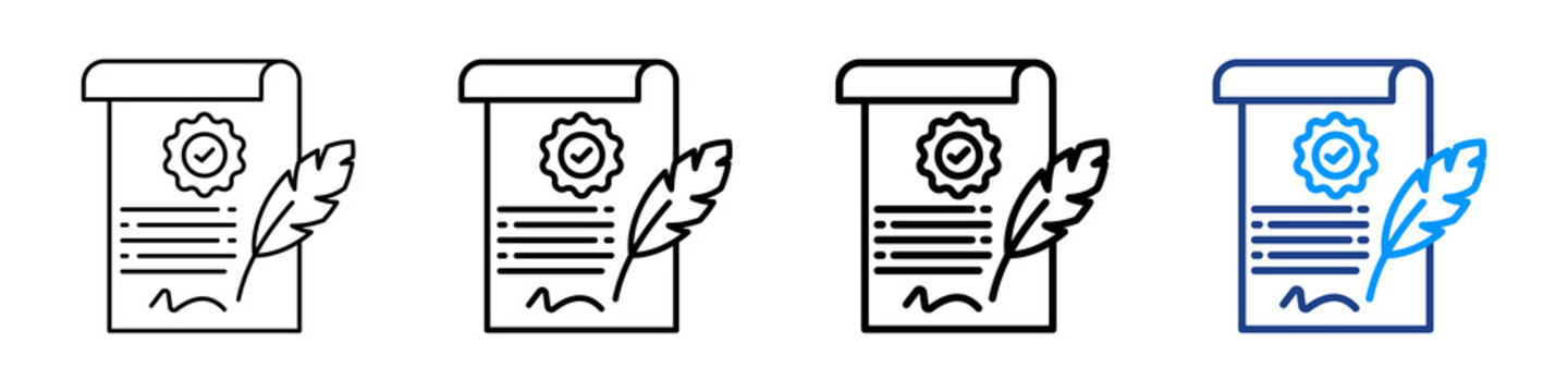 Notary Icon Different Style Outline Collection Set.