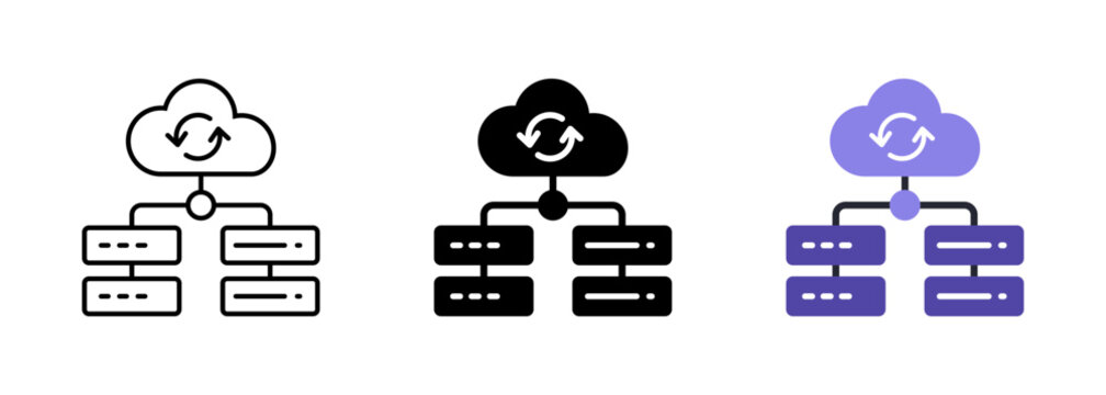 Cloud server synchronization symbol. Database network vector icon