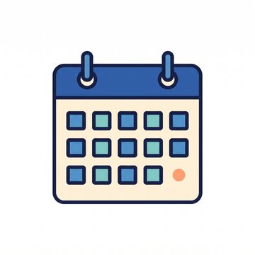 Simple flat vector icon of a monthly calendar with a highlighted date.