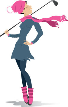 Pretty young woman on the golf course