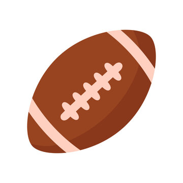 Stylized graphic illustration of an American gridiron football, isolated on a pristine white background, representing sport.