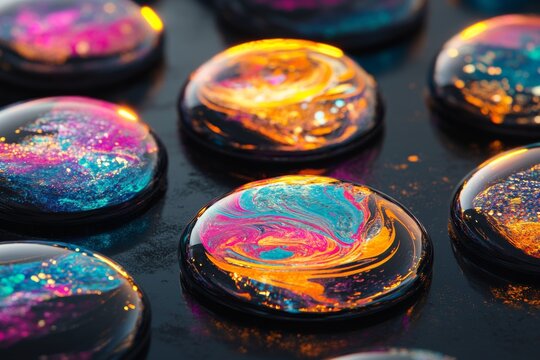 Vivid abstract round art with swirling colors