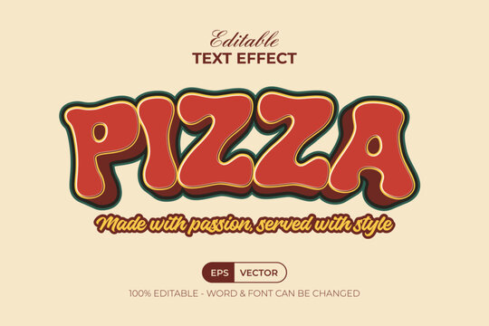Food Editable Pizza Text Effect 3D Style.