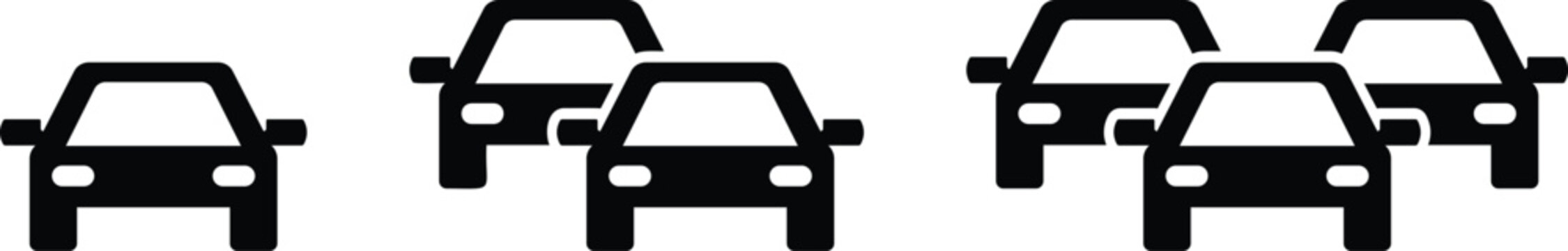 Car vehicle icon set. One, two and three cars symbol. transport automobile driving sign. Automotive travel maintenance icons