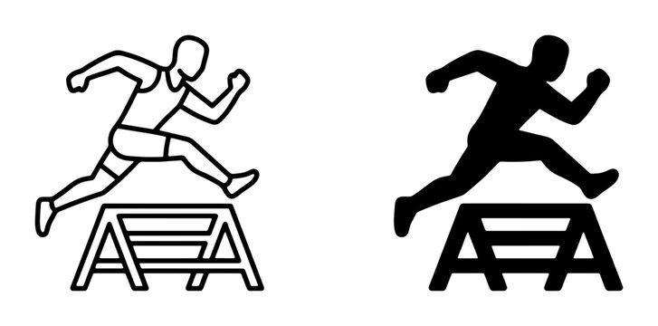 Hurdle race runner icon glyph for app and web