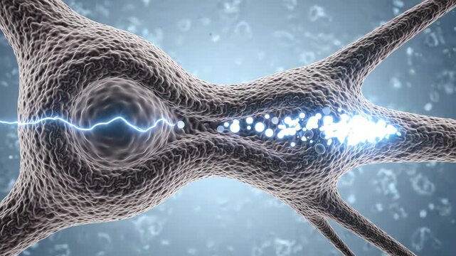 Neural synapse emphasizing the narrow synaptic gap